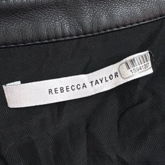 Rebecca Taylor RTR Faux Leather Buttoned Long Sleeve Romper Black Size 6 - Picture 11 of 13